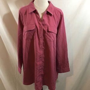 d & co. rose long sleeve button up blouse - womens